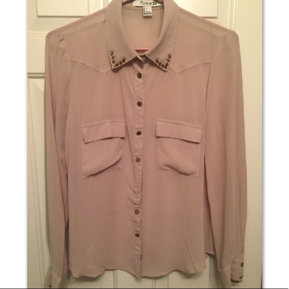 F21 | Chiffon Blouse with Gold Studs